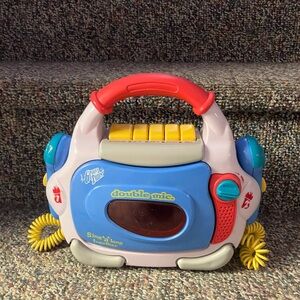 Vintage groovy tunes double mic cassette recorder player sing a long works great